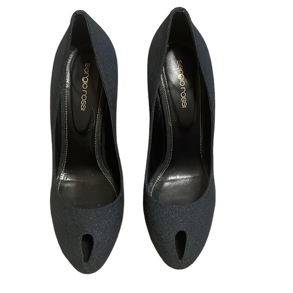 Sergio Rossi MSRP grey glitter 4 inch heels - Picture 2 of 11